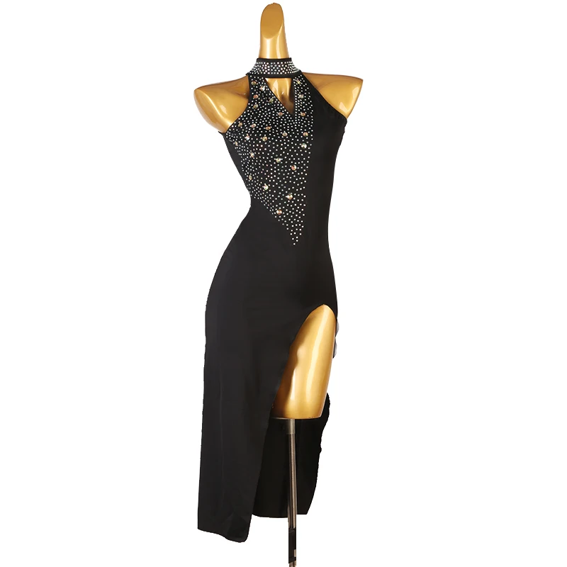 

Elegant Samba Latin Dance Long Dress for Women 2025 Prom Stage Costume Midi Suit for Girls Party Wear Line Costume