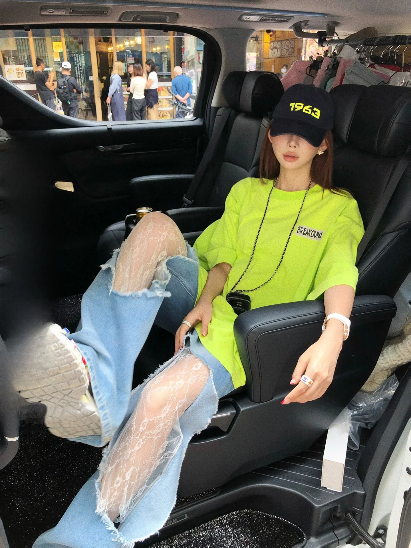 

Fashionable Lace Hole 885 Cotton Wide Leg Pants Washed Denim Jeans Ladies Casual Spring Season High Waist Cotton Material