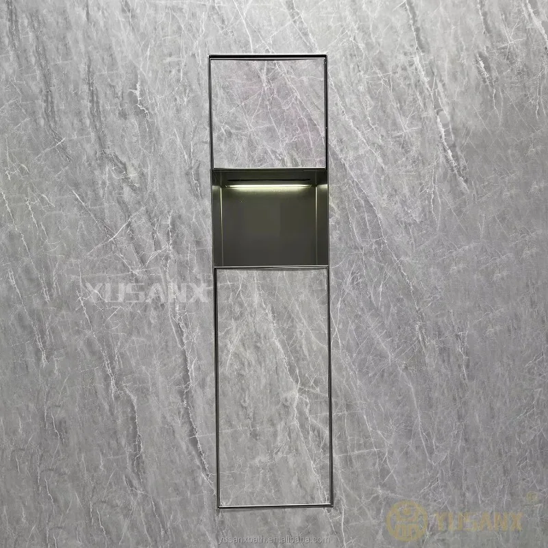 Hidden 304 stainless steel all-in-one toilet paper holder trash can storage rack wall