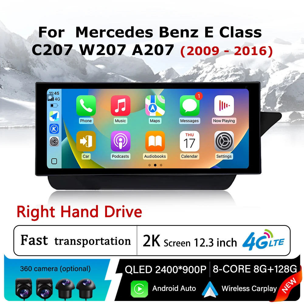 

Android 14 for Mercedes Benz E Class C207 W207 A207 2009 - 2016 Car Stereo Radio Multimedia Display Wireless Carplay GPS WiFi BT