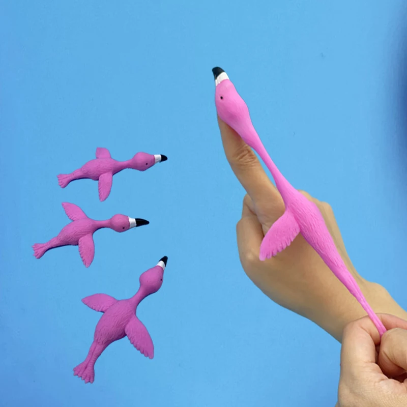 3Pcs Creative Finger Slingshot Pink Flamingo Children's Prank Ejecting Stress Relief Toys Bird Funny Toys Kids Birthday Gifts