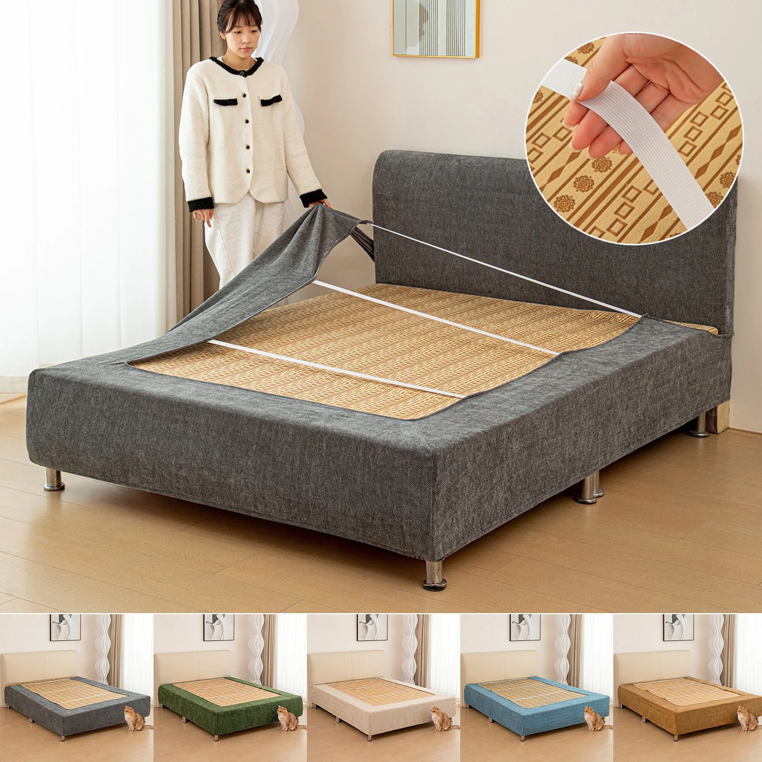 

2026 New Comfortable Solid Color Bed Enclosure Dust Protection Cover, All Inclusive, Removable and Washable, Household Bed Cover