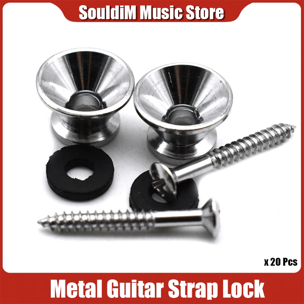 20 قطعة قفل حزام طلاء معدني لملحقات الجيتار الصوتي الكهربائي
