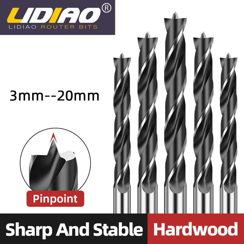 LIDIAO 3mm to 20mm Wood Drill Bit High Carbon Steel Drill Bit kit Tools Three Pointed Woodworking Drill Bit Carpentry Tools