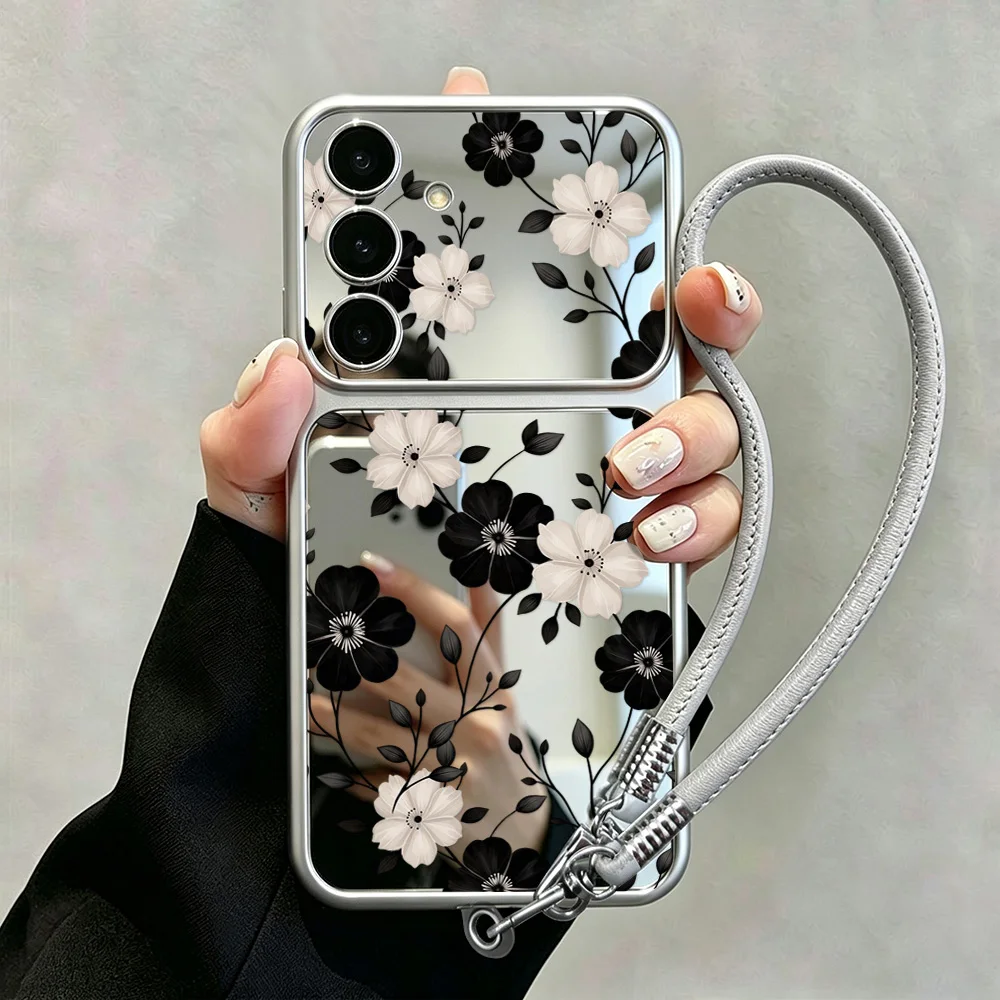 Make-up-Spiegel Blumenhülle für Samsung S26 Ultra S25 FE A57 5G A56 A55 A17 A16 A54 A53 A37 A36 A35 A07 A06 A26 S24 S23 Hülle