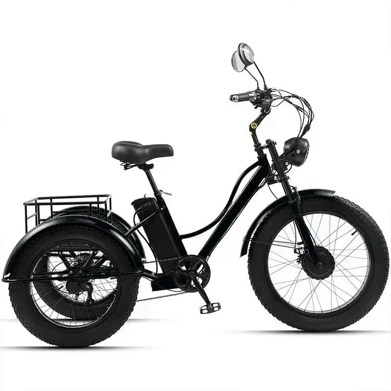 Adult Electric Bike Fat Tire Mountain For Man 48V 750W Powerful Electric Tricycle Adults Cargo Offroad For Long Distance 65km