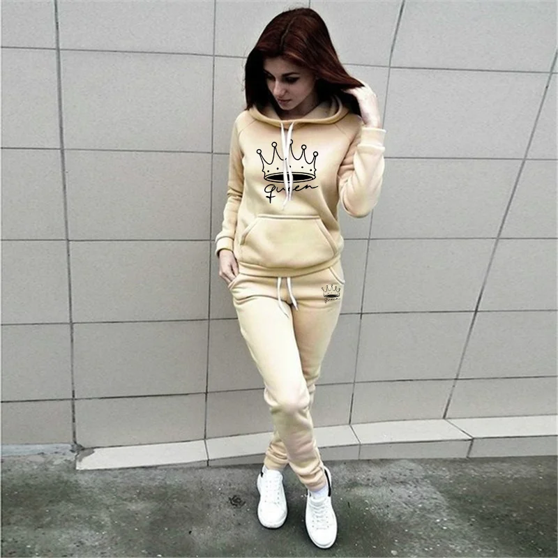 Women Fashion Hoodie Set Women Sportsuits Two Piece Suits Hooded Sweatshirts Long Pants Autumn Winter