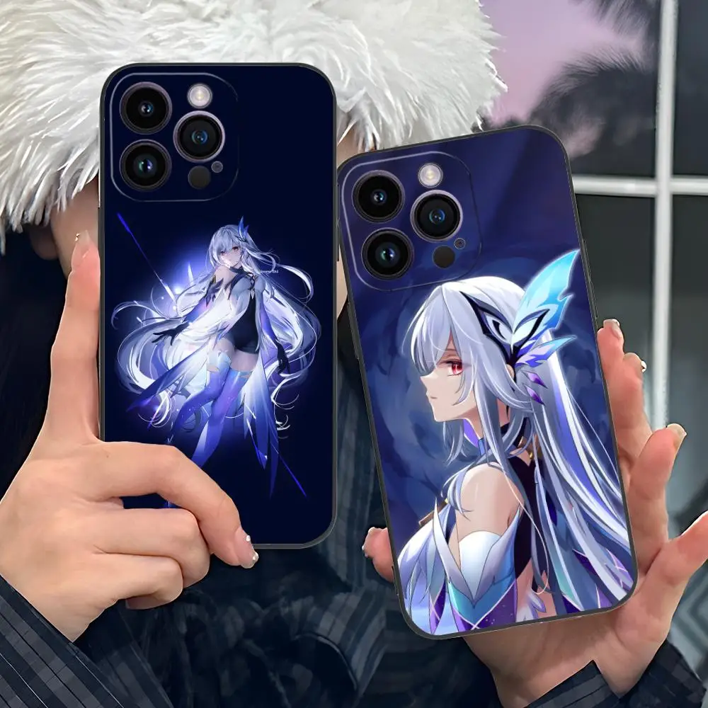 

Чехол для телефона Genshin Impact Skirk для iPhone 16, 15, 14, 13, 12, 11 X XR XS 8 7 Pro Max Plus, мини-черный смартфон, роскошные мобильные телефоны