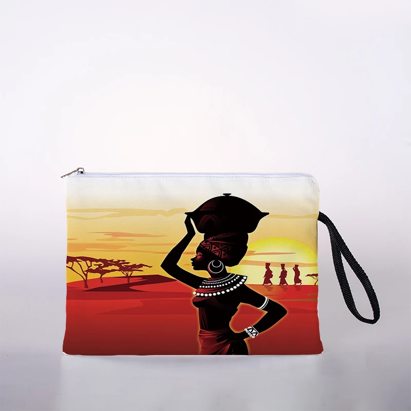 

African Life Printed Women's Cosmetic Bag Cute Leisure Travel Portable Storage Handbag Cosmetic Bag Toiletry Bag