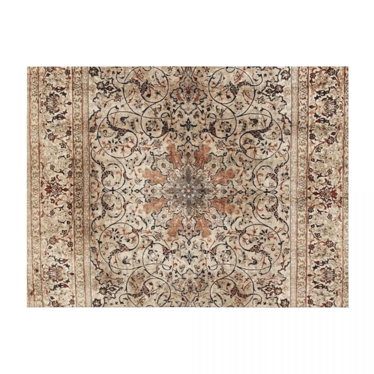 

Silk Esfahan Persian Carpet Print Throw Blanket Custom Beach Plaid on the sofa christmas gifts Blankets