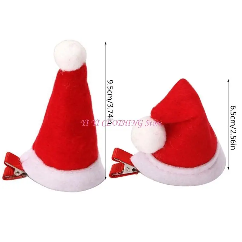 N5KF Рождественская шляпа Санта-Клауса, заколка для волос, праздничная вечеринка, головной убор с блестками, фестивальный зажим,