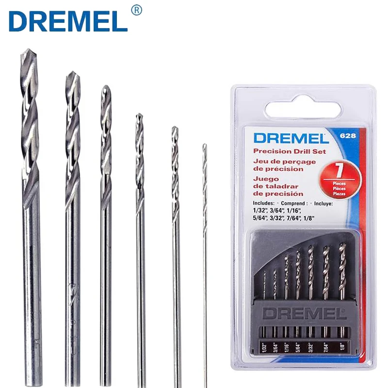 Dremel 7 Pcs Twist Drill Bit Set 0.8-3.2Mm High Speed Steel Mini Drill Bits for Electric Driller Grinder Wood/metal Hole Cutter