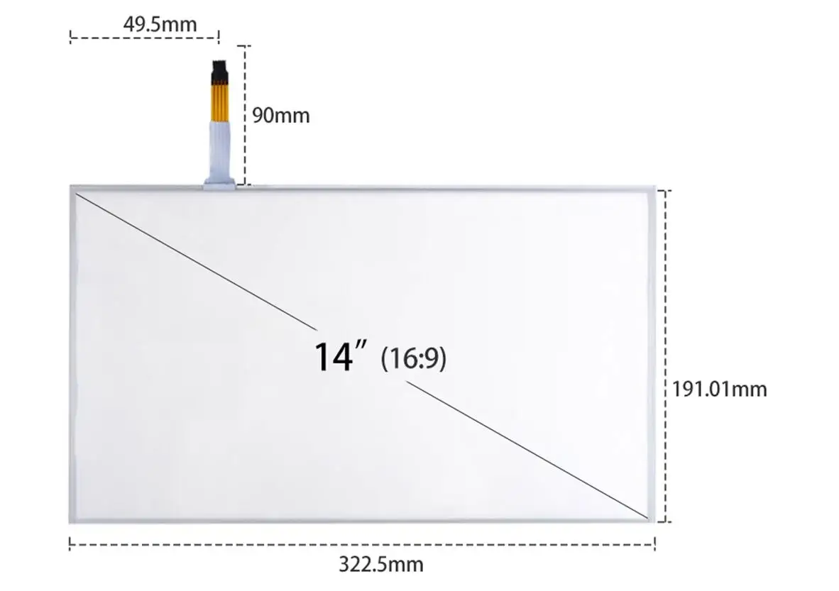 

14.1 inch (16: 9) four-wire resistive touch screen 14 inch industrial sensitive and stable touch screen