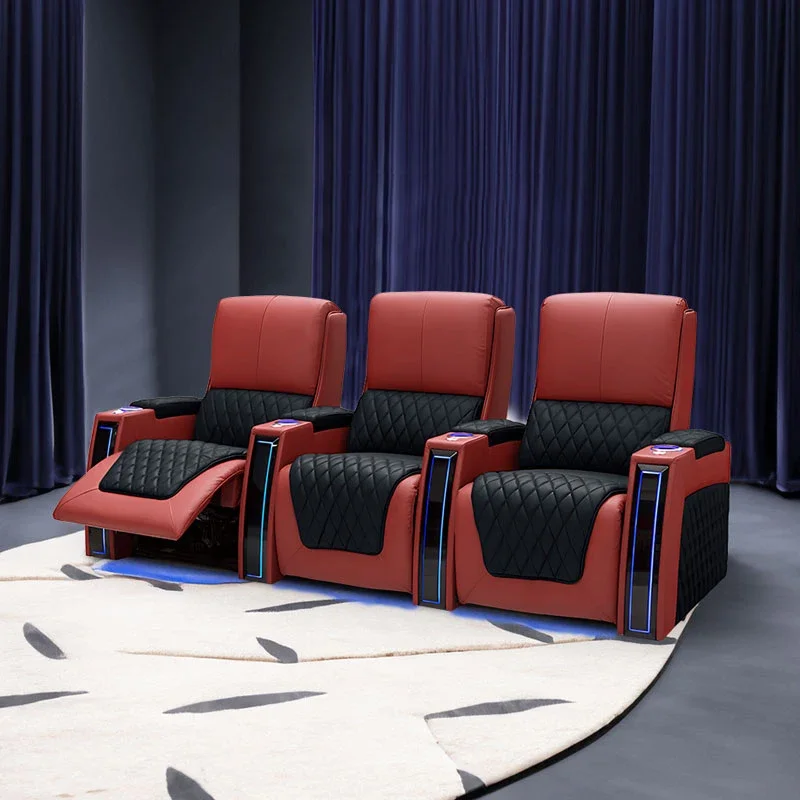 Latest Design Factory Direct Sale Electric Seating Genuine Leather Home Cinema Seats Recliner Chair Movie Theater Furniture