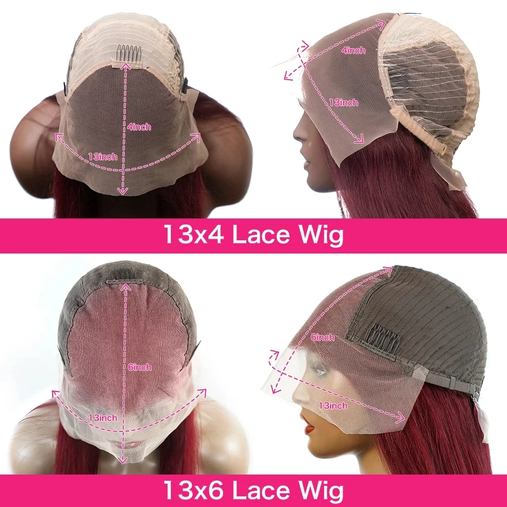 99J بورجوندي 13x6 HD الدانتيل الجبهة الباروكات باروكة من شعر طبيعي 200% اللون الأحمر مستقيم 13X4 الدانتيل الباروكة الأمامية للنساء 36 بوصة البرازيلي