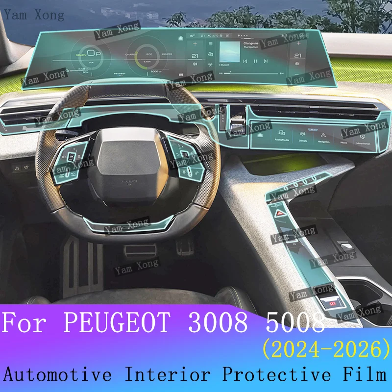 

For PEUGEOT E-5008 3008 interior Film suit Center Console Navigation screen Protection Gear Panel Transparent Anti-scratch Films