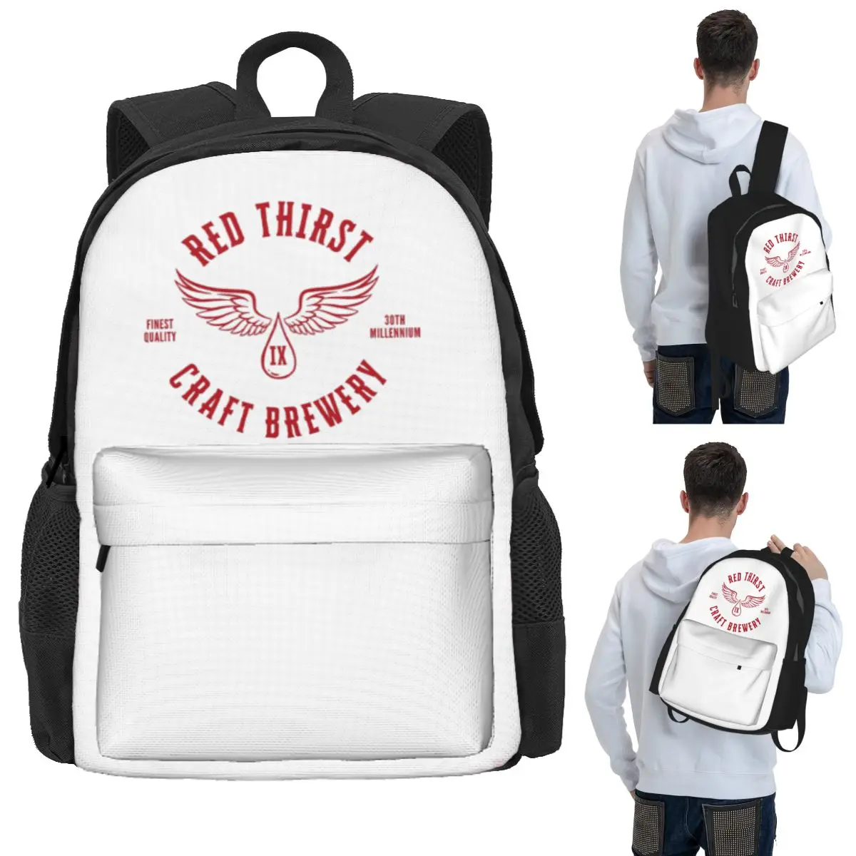 

Red Thirst Craft Brewery Student Backpack School Bag Hiking Travel Daypack for Men Women Bookbag Shoulder Bags