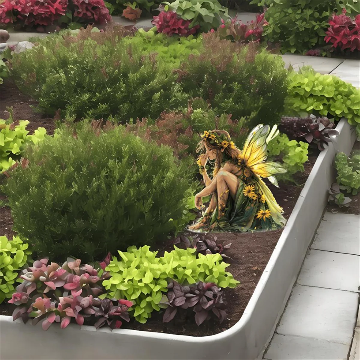 A71P الجنية الجنية حديقة حصة الشمس الماسك الديكور في الهواء الطلق تمثال أكريليك حديقة #3
