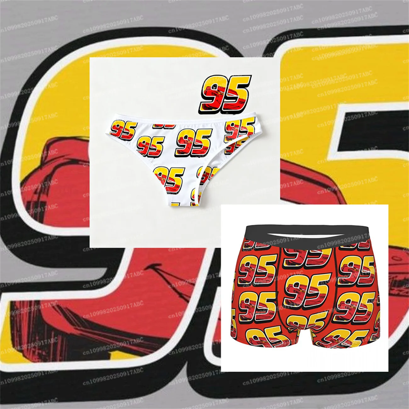

（Miniso）Couple Underpants Lightning Mcqueen Underpants Est Cars Man Underwear Briefs Shorts Humor Soft for Women Underpants