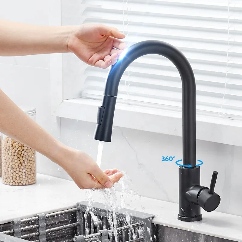 Sensor Kitchen Water Tap Sink Mixer Rotate Touch Faucet Sensor Water Mixer Smart Touch Kitchen Faucets