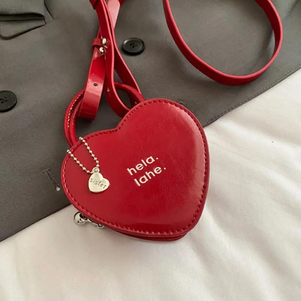 

Korean Solid Color Halterneck Heart Wallet Multifunction Cute Women Coin Purses PU Leather Small Shoulder Storage Bag Ladies