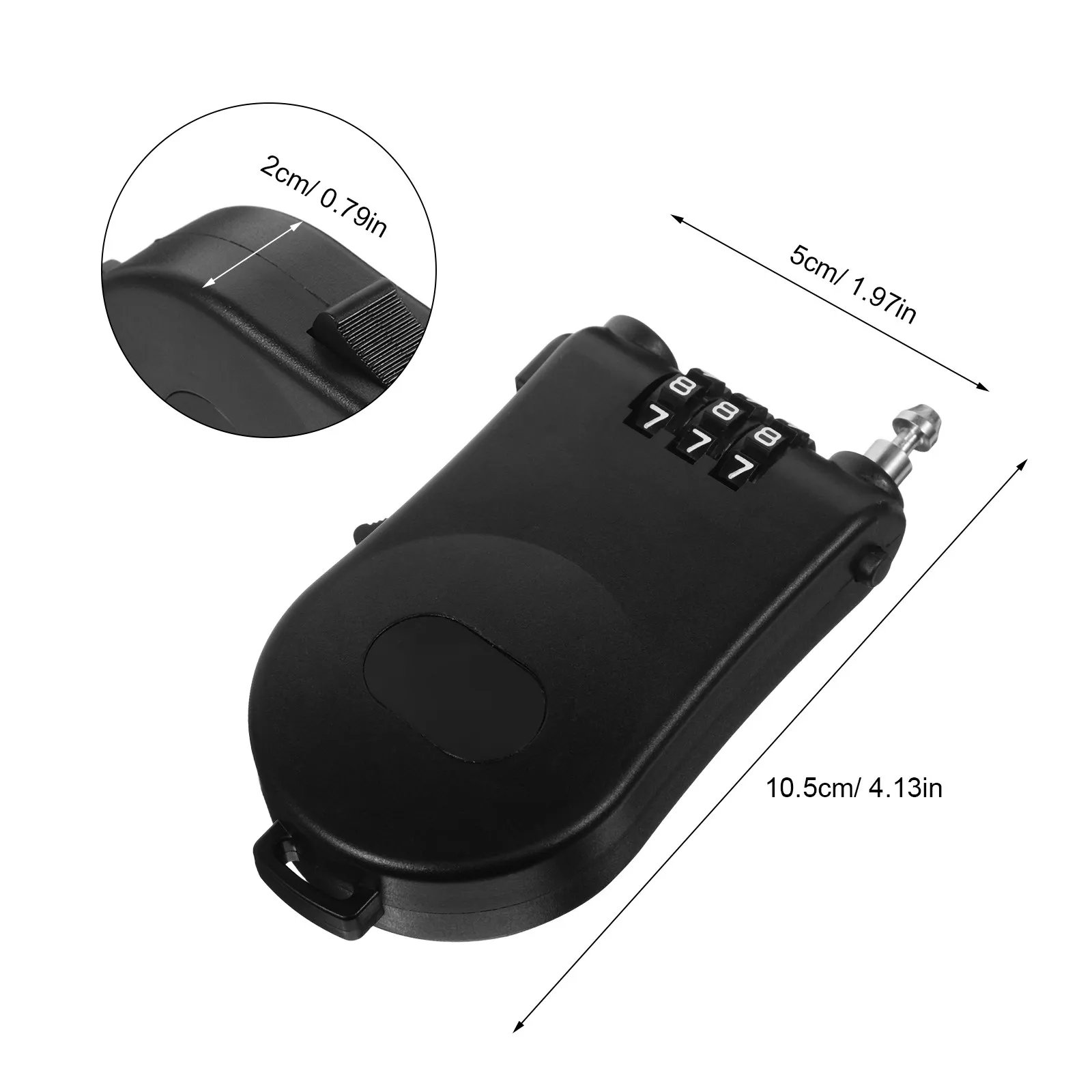 Retractable Steel Cable Lock 3 Digit Combination Anti Theft Lock for Bike Scooter Skis Travel Security Keyless Resettable