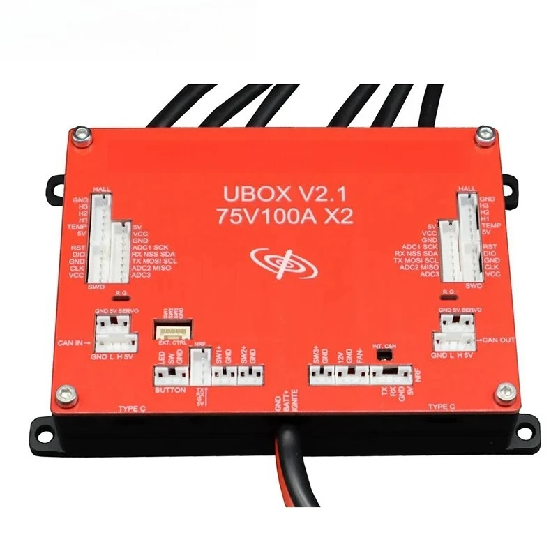 Dual Motor Controller Ubox V2.1 Version 75V 100A x2 without Receiver Inside Base on VESC for Electric Scooter Skateboard