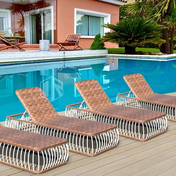 

Outdoor Furniture Rattan Swimming Pool Sun Beach Chair Chaise Lounge