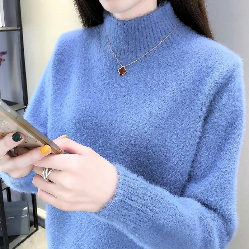 

Tongxiang Women's Jaet No Pilling Trendy Autumn Winter Knitwear Long Sve High Collar Regular Thin Faionable Outfit