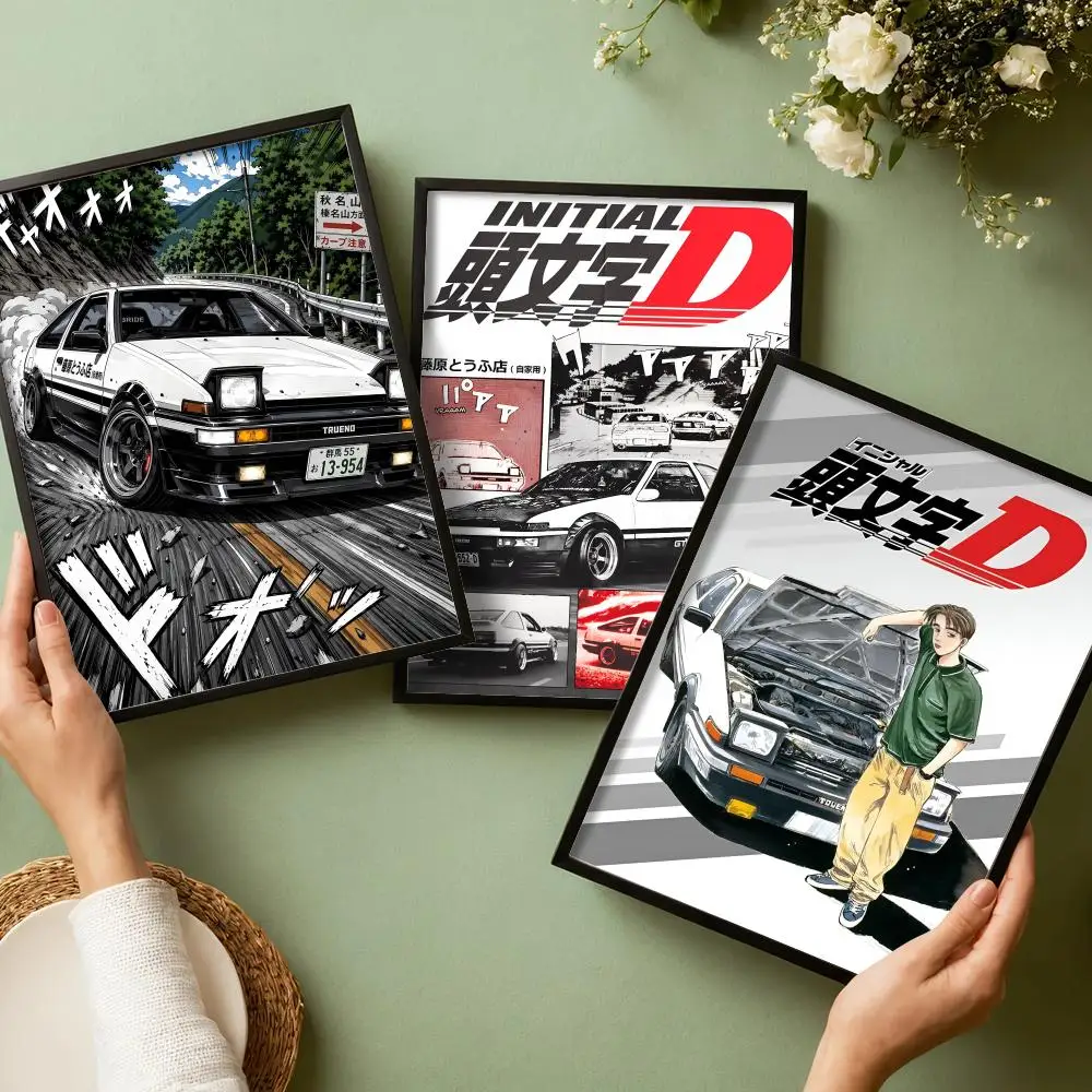 Anime I-Initial D Poster Decorative Wall Art Stickers Mural Photo Print for Home Living Room Hallway Decor