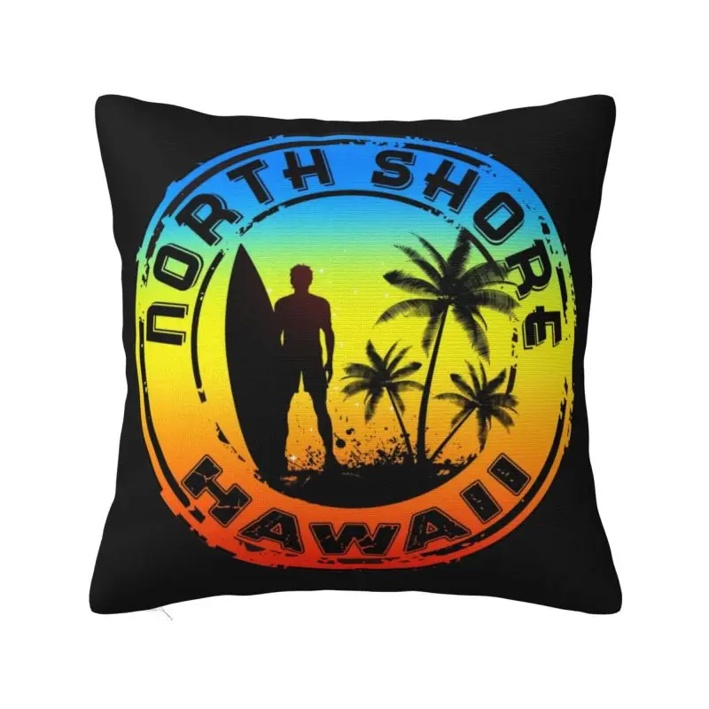 Summer Surfing North Shore Pillow Home Decorative Luxury Beach Waves Surfer Cushion Decoration Salon Square Pillowcase