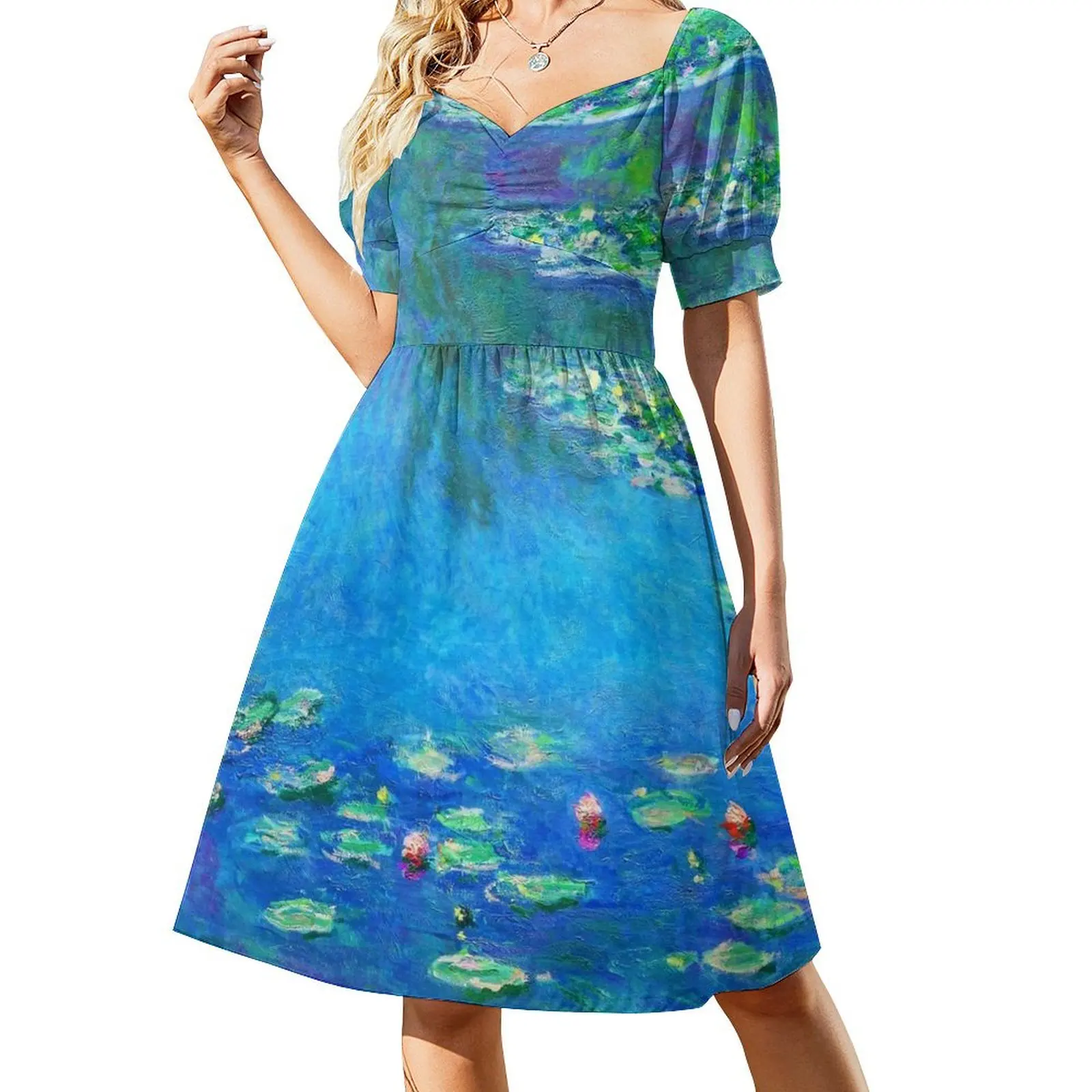 

Claude Monet Water Lilies Color-Enhanced Short Sleeved Dress prom dress dresses for women 2025 Dress