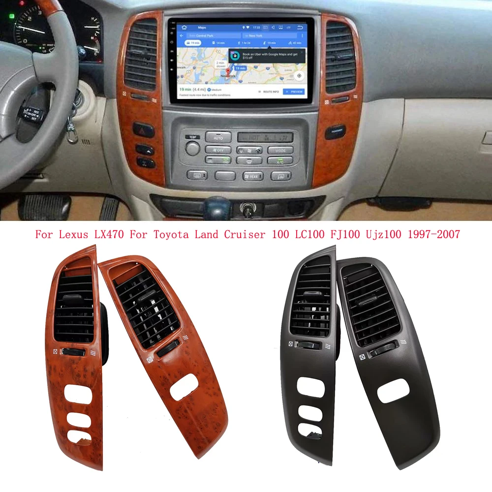 

Car Interior Dashboard Air Vent Frame for Toyota Land Cruiser 100 LC100 FJ100 97-07 Air-Conditioning Outlet Wood Grain