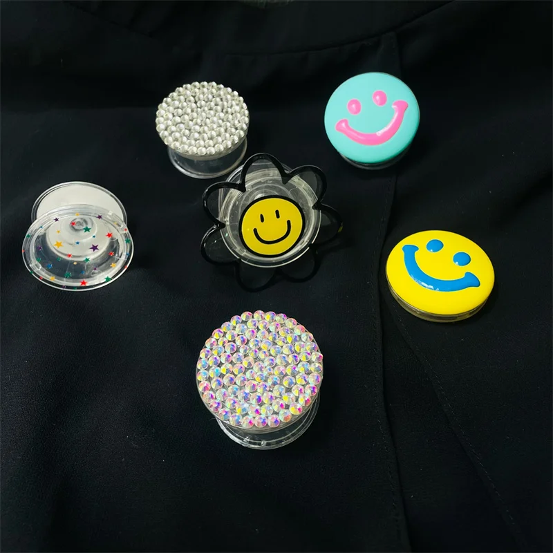 Divertente sorriso stelle strass espandere supporto per impugnatura accessori per cellulare adesivo staffa da scrivania universale