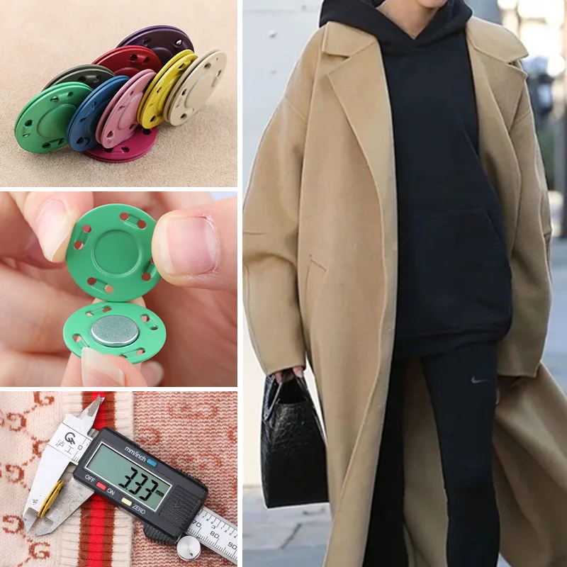 Magnetic Buckle, Jacket, Bag, Magnet Stone Button, Metal Hidden Buckle, Colored Mother Button, Eight Holes, Ultra-thin Hand Sewn