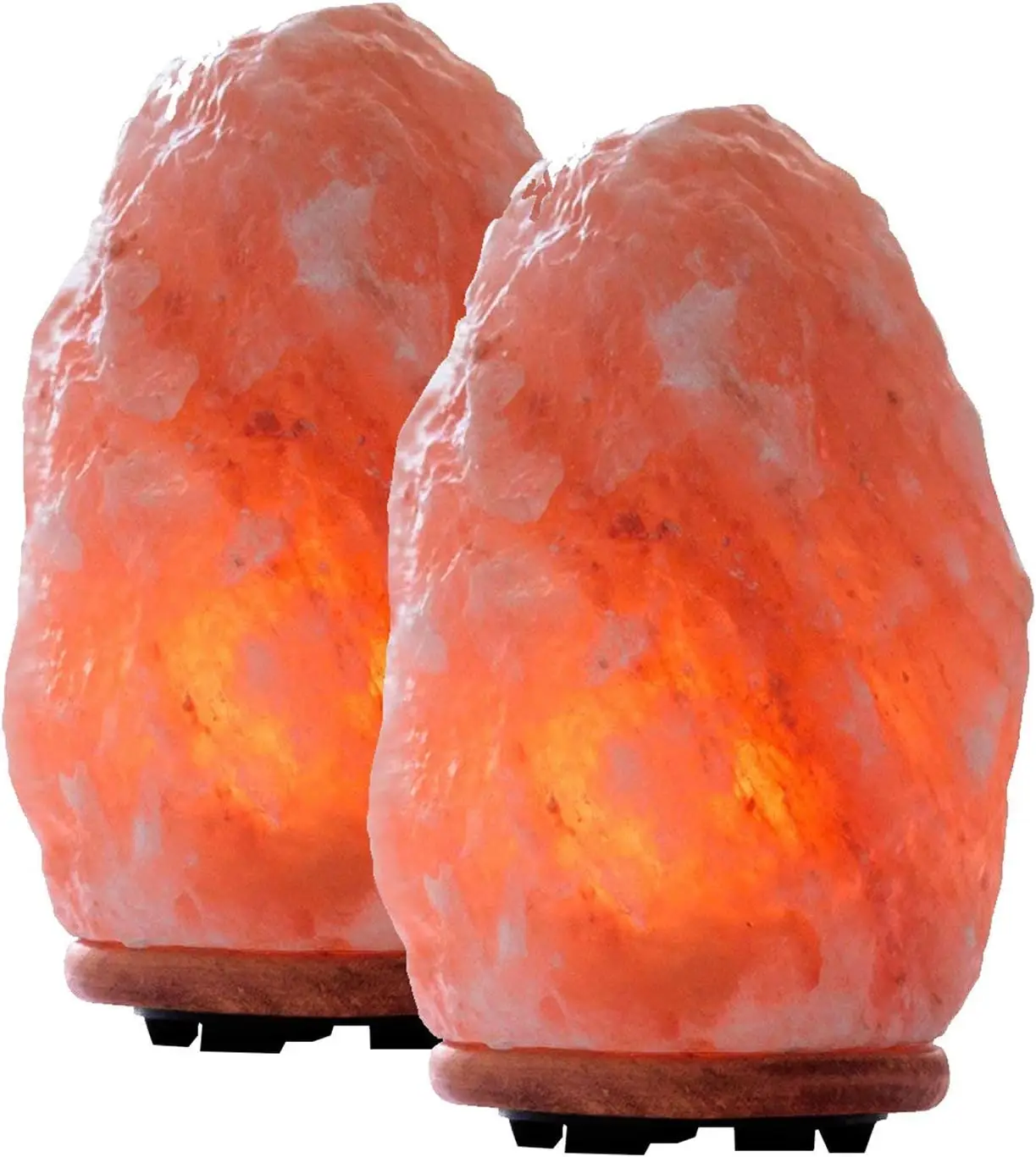 Lampada di sale naturale dell'Himalaya intagliata a mano, confezione da 2 bagliore arancione ambrato per il relax