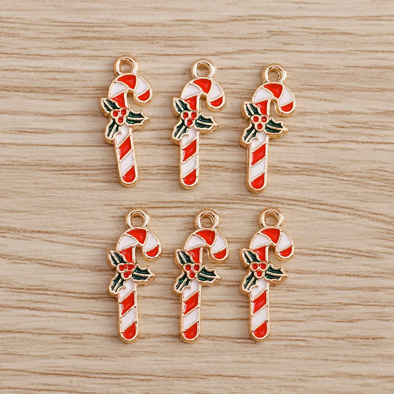 10 Stück Niedliche Weihnachtsanhänger aus Emaille: Weihnachtsmann, Handschuhe, Baum, Hirsch - Anhänger für Schmuckherstellung, Halsketten, Ohrringe, DIY-Geschenke – Detail 18