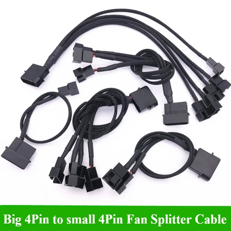 

4 Pin Fan Splitter Cable 1 2 3 4 5 Way Sleeved Braided Adapter Computer Fan Power Extension Cable Converter For Matherboard CPU