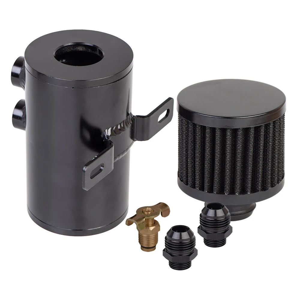 Aluminum Auto/motorcycle Oil Catch Can Reservoir Tank / Oil Tank With Filter black OCT-1118-BK