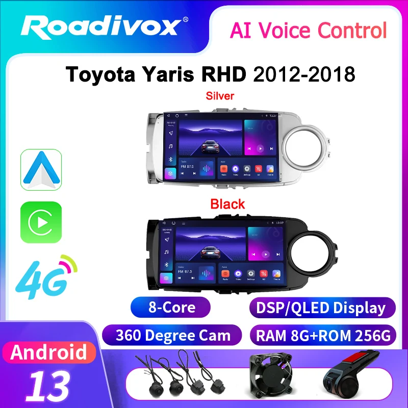 roadivox Android car radio for Toyota Yaris RHD 2012 2018 GPS Navigation video Multimedia Player tape recorder