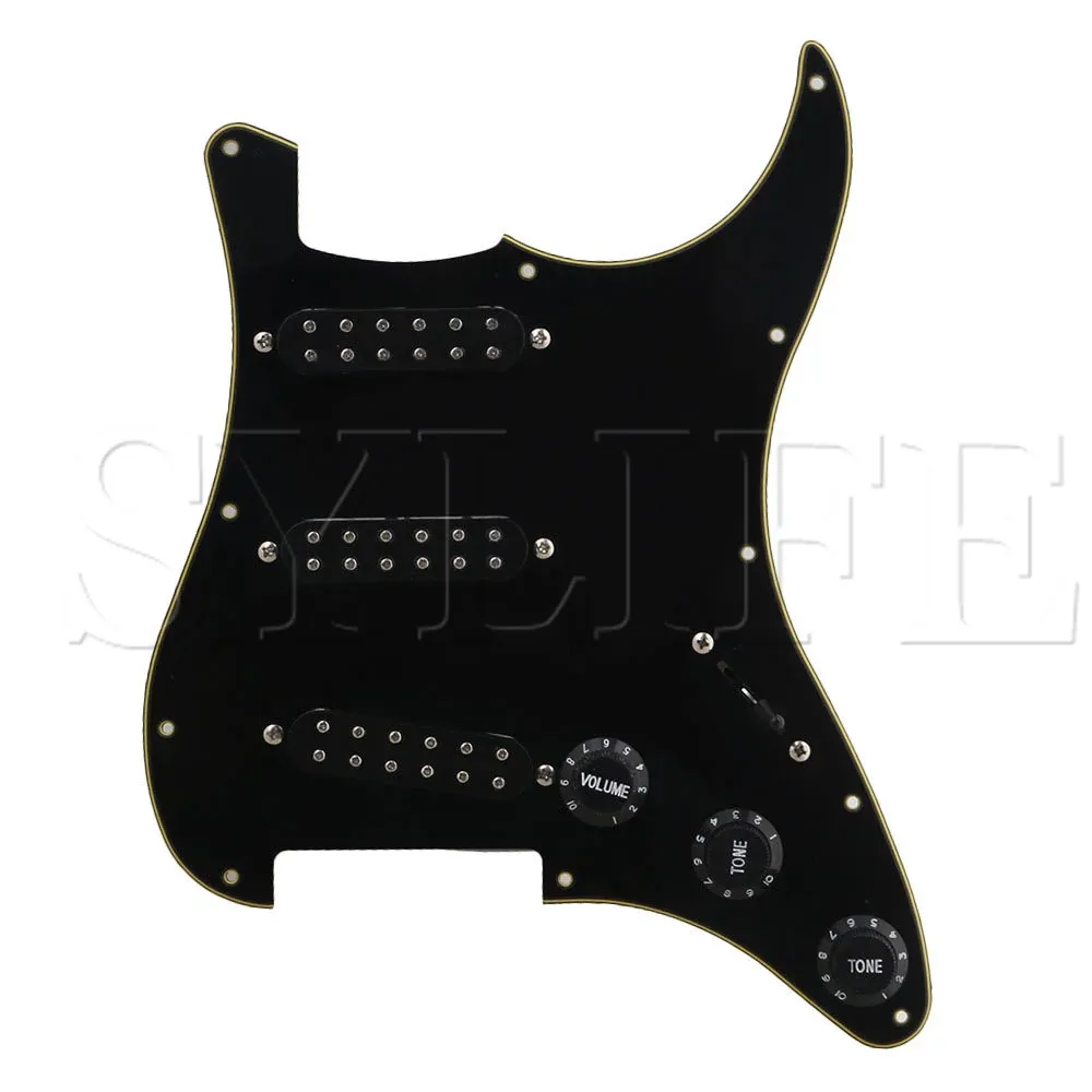 Black SSS Single Coil Prewired Loaded Pickguard Set for Electric Guitar