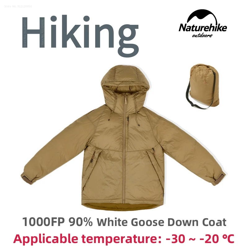 Naturehike Outdoor Goose Down Jacket Camping Hiking Thickened Hooded Down Jacket Winter Warm Loose Coat Men\'s Women\'s Goose Down