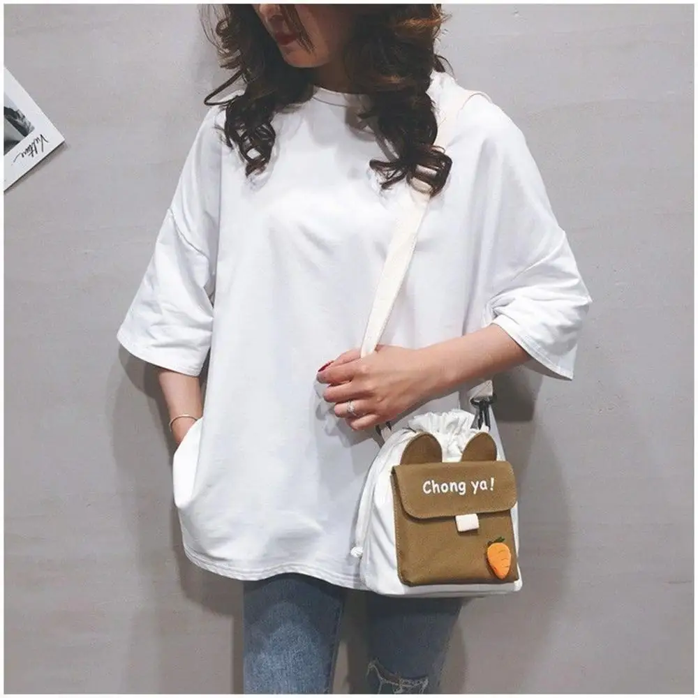 Canvas Shoulder Women\'S Bag Small Korean Fashion Messenger Crossbody Bag For Girl Students Cotton Cloth Female Handbag Wholesale