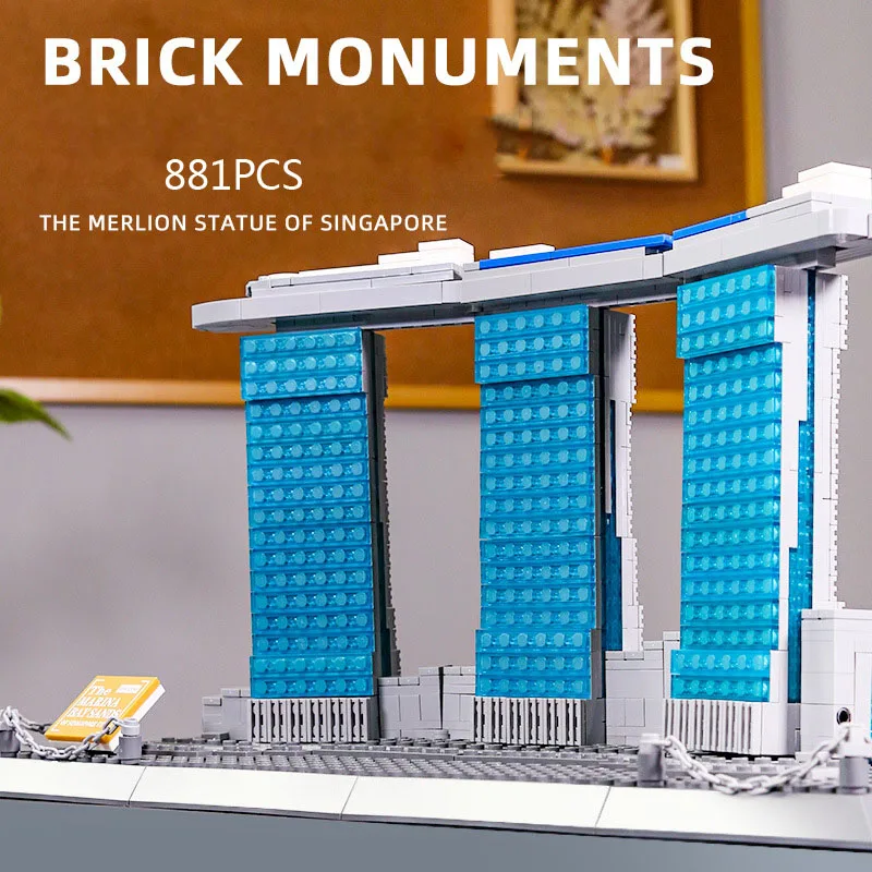 

Creative Landmark Singapore Hotel Building Block Marina Bay Sands Construction Model Brick Modern Architecture Toy For Gift