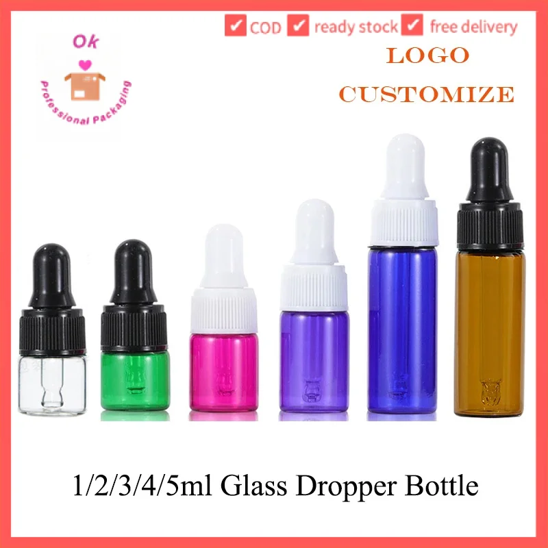 

10/50/100pcs 1ml 2ml Amber Glass Dropper Bottle For Essential 3ml Clear Glass Bottle Perfume Cosmetic Container Vials 4ml LZ005