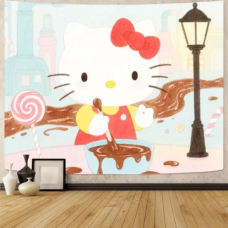 

1 шт., гобелен с милым мультяшным котом, кавайный настенный художественный полиэстер для спальни, декора гостиной, идеальный подарок для любителей животных