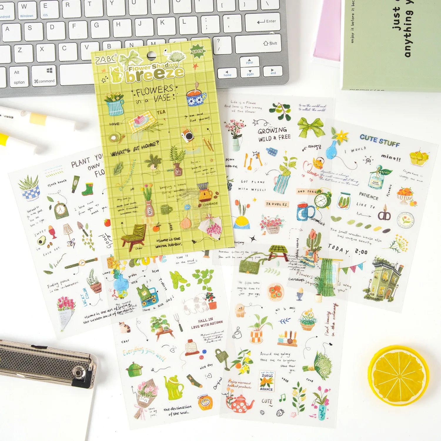 20 Colors Love Letter Scroll Stickers Waterproof PET for Journaling DIY Scrapbook Supplies Handmade Craft Decals 6 Sheets/Pack