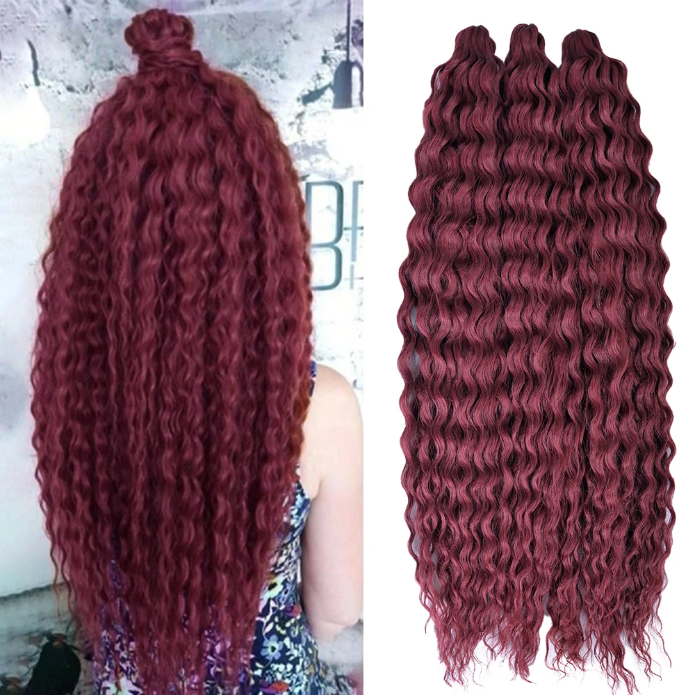 Ariel rambut keriting sambungan rambut Crochet putar gelombang air rambut sintetis rambut keriting Afro sambungan rambut kepang Ombre untuk wanita