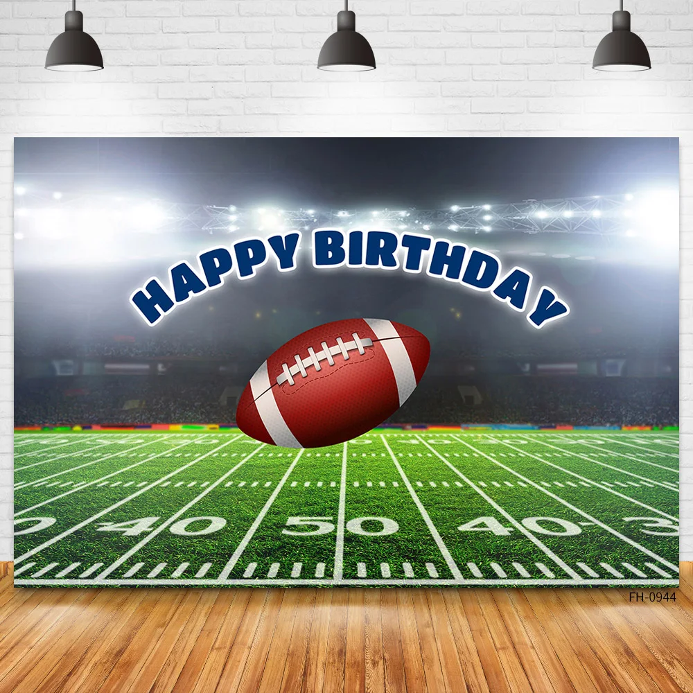 Football Green Grass Birthday Customized Backdrops For Photo Studio Communion Stadium Field Baby Boy Kid Photography Backgrounds