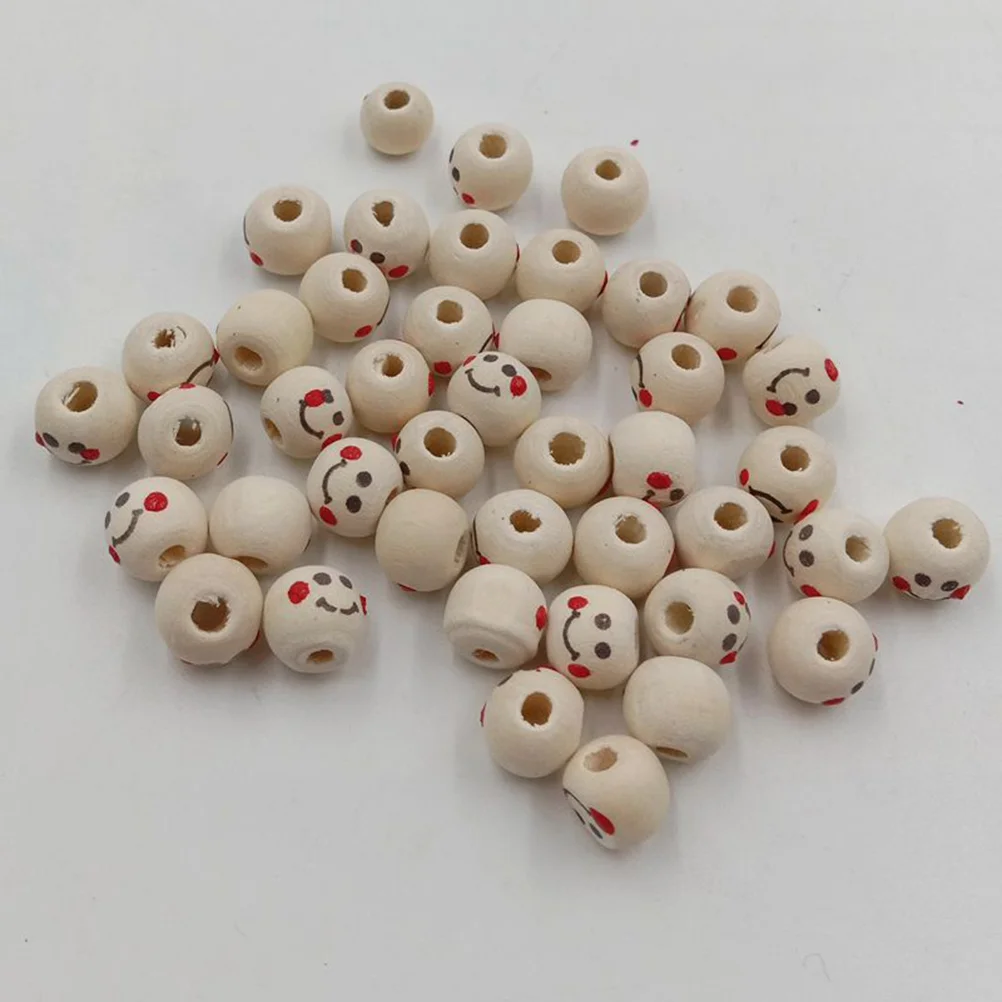 100 Pcs/pack Cowrie Shells for Jewellery Making Color Beads Wooden Colored Drawing Smiling Face Painted